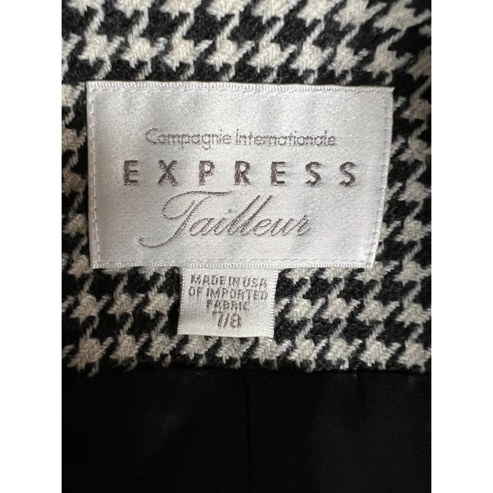 Express Double Breasted Houndstooth Jacket 8 Blac… - image 8